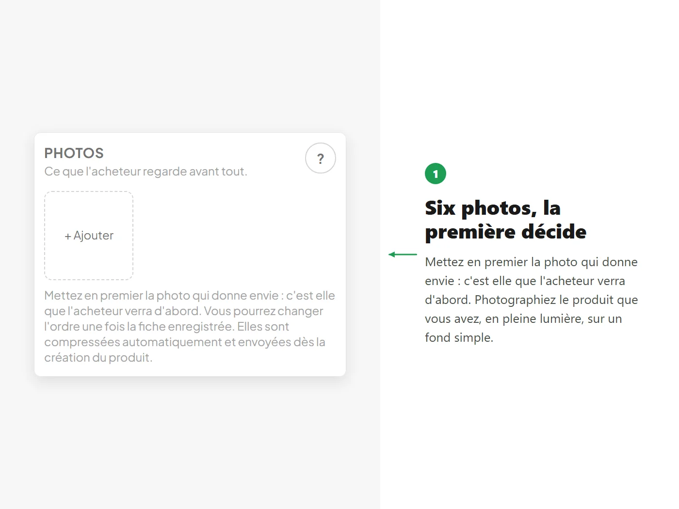 La zone des photos, avec le bouton « + Ajouter »