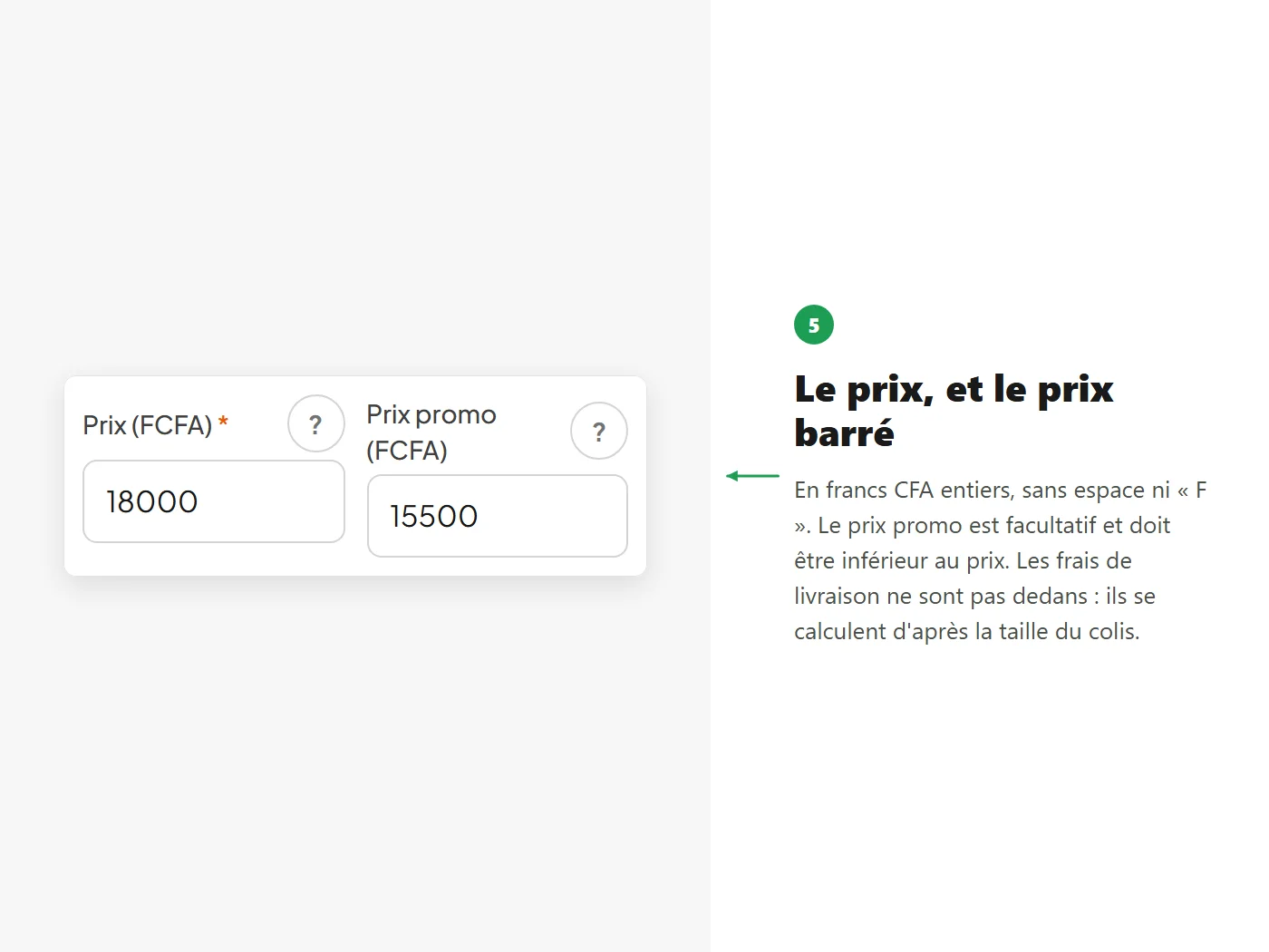 Le prix et le prix promo, côte à côte